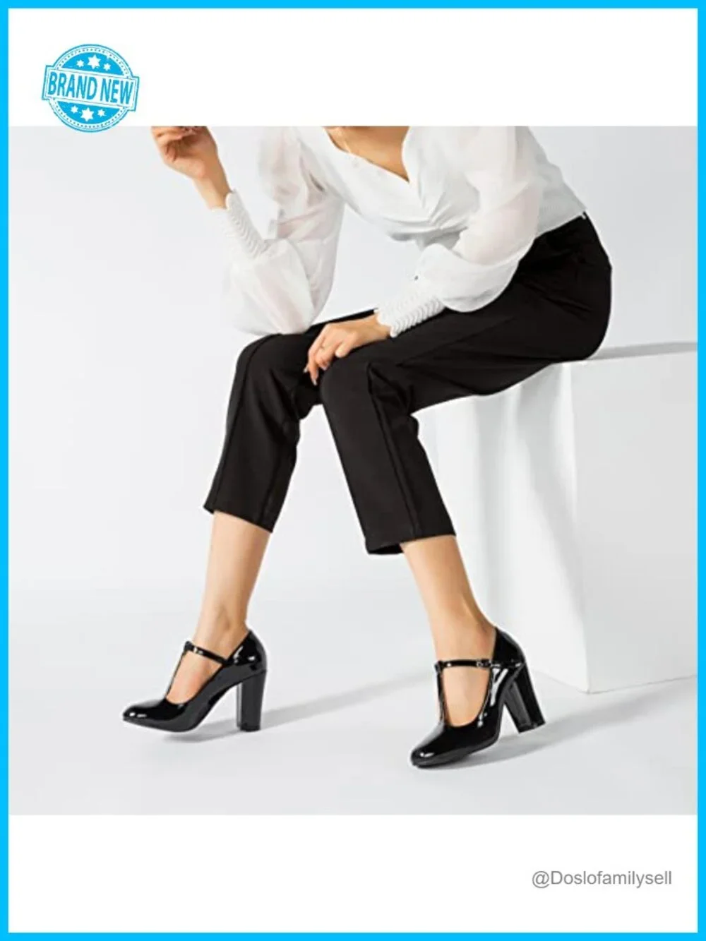 Women's T-Strap Mary Jane Pumps Chunky Heel Round Toe Dress Shoes